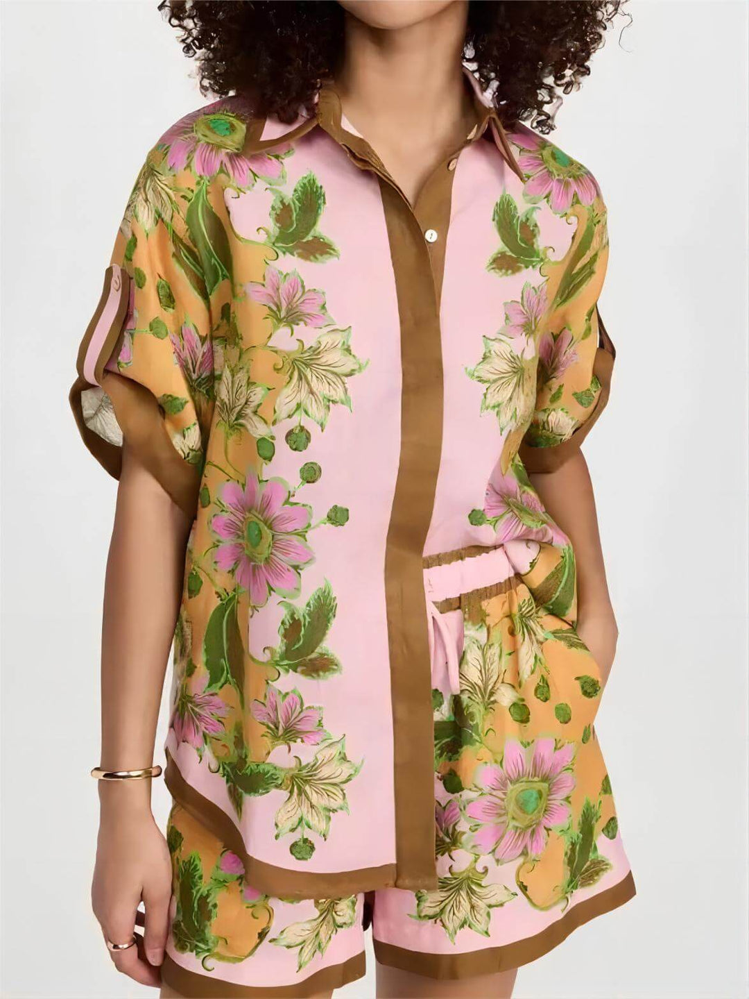 Retro Floral Loose Two-Piece Short Set