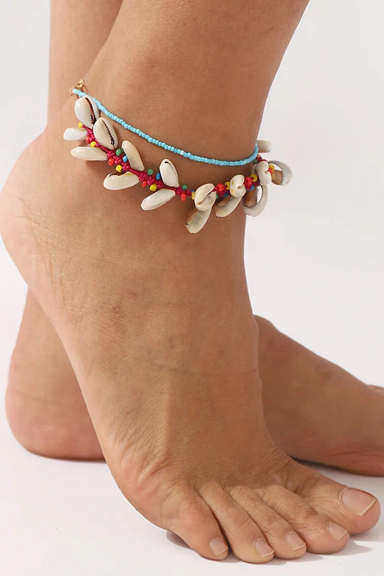 Boho Muschel Perlen Geflochtenes Fußkettchen