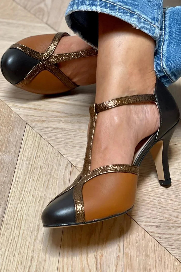 Glitter T-Strap Stiletto Heels