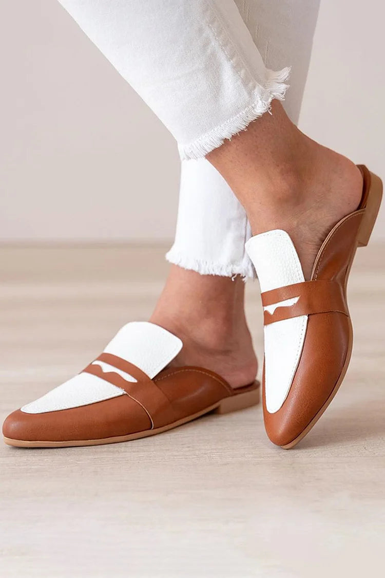Mules con punta puntiaguda y patchwork