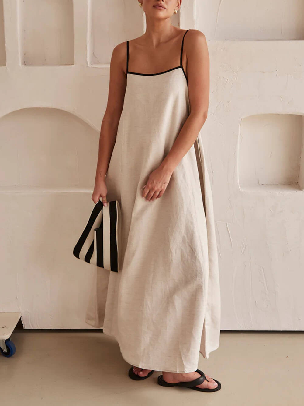 Classic Holiday Style Contrasting Suspender Maxi Dress