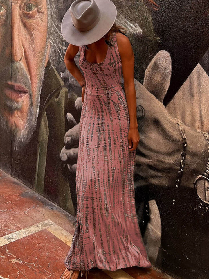 Maxikleid mit Batik-Print, Schnürung am Rücken und Stretch-Anteil