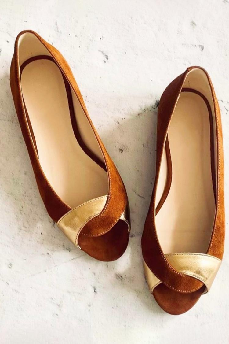 Colorblock Twisted Strap Peep Toe Casual Brown Sandals
