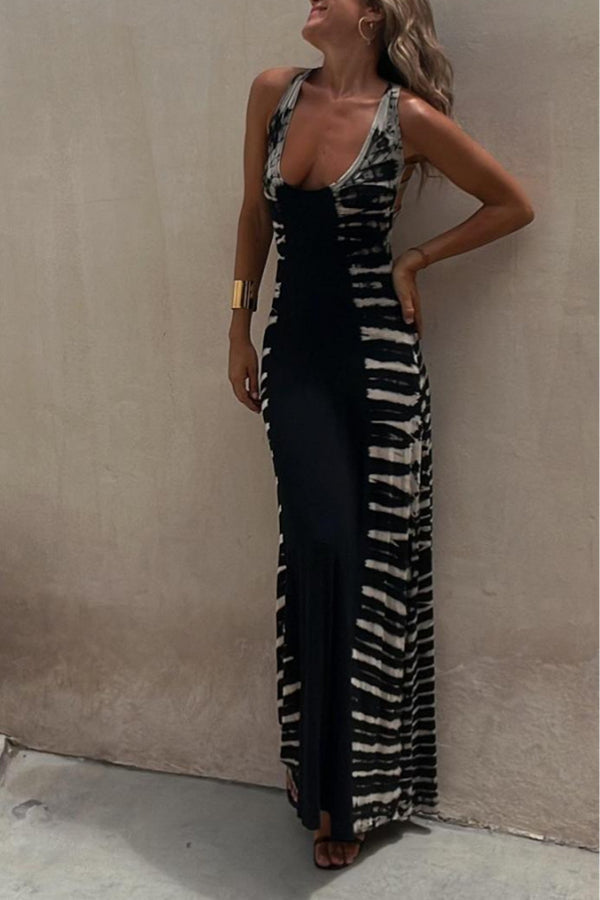 Maxikleid mit Rundhals und Stretch-Rücken