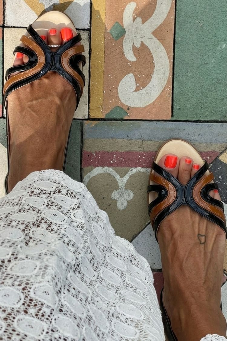 Patchwork Hollow Out Peep Toe Sandals