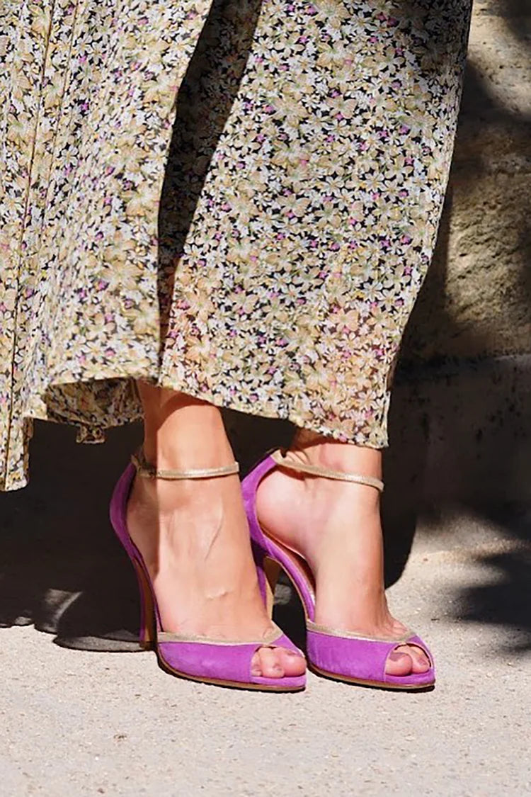 T-Shaped Ankle Strap Peep Toe Stiletto Heels