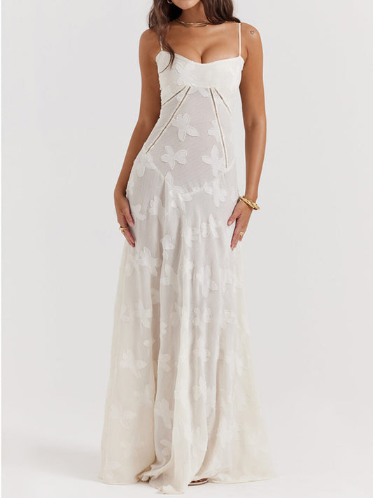 Floral Lace Back Maxi Dress