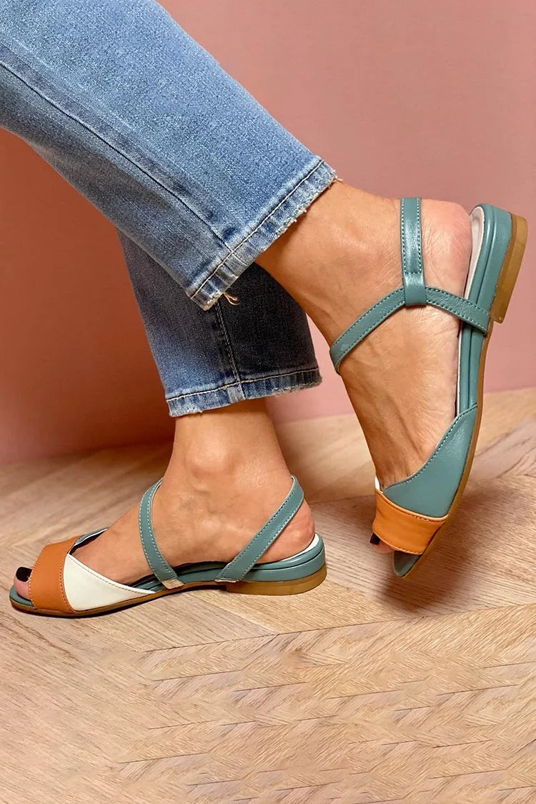 Color Block Slingback Peep Toe Sandals
