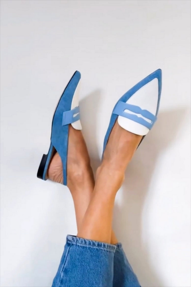 Patchwork Slingback Penny Loafer Flats