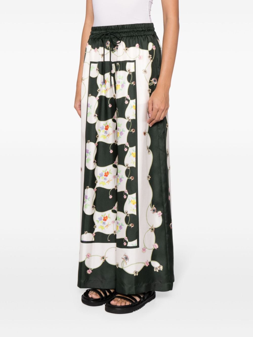 Blumenmuster-Twillhose mit Kordelzug in der Taille
