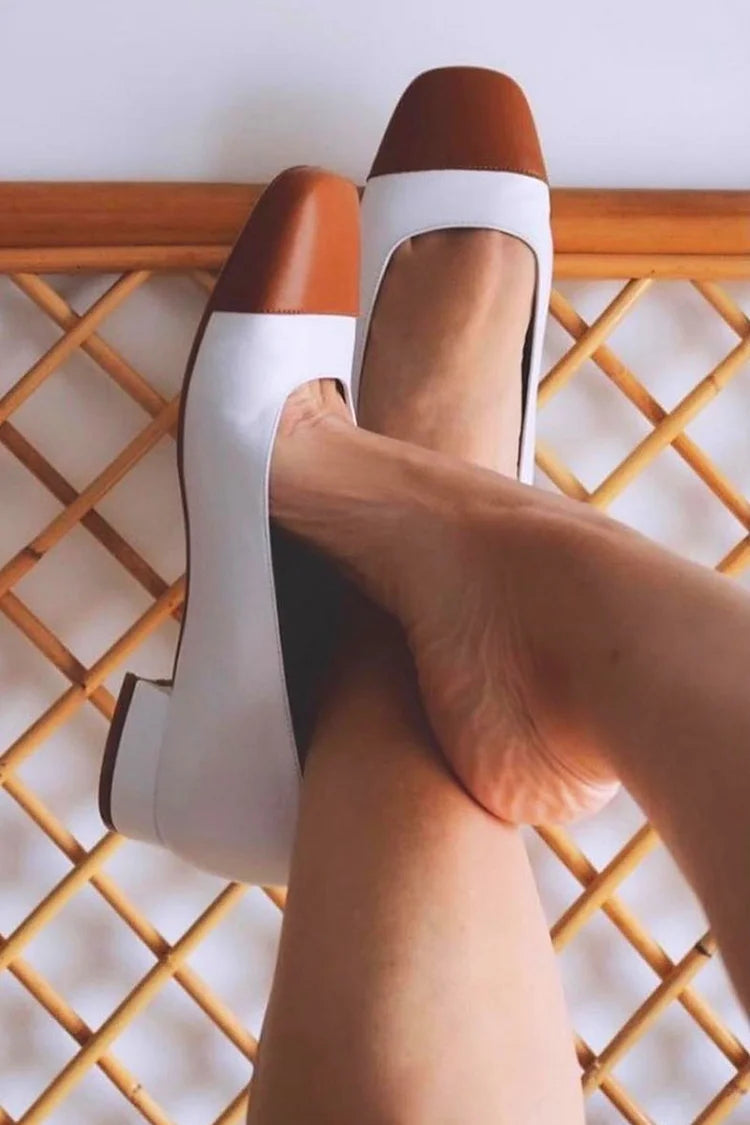 Square Toe Slip On Low Heels