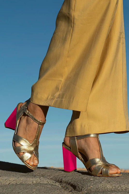 T-Strap Peep Toe Hollowed Chunky Heels