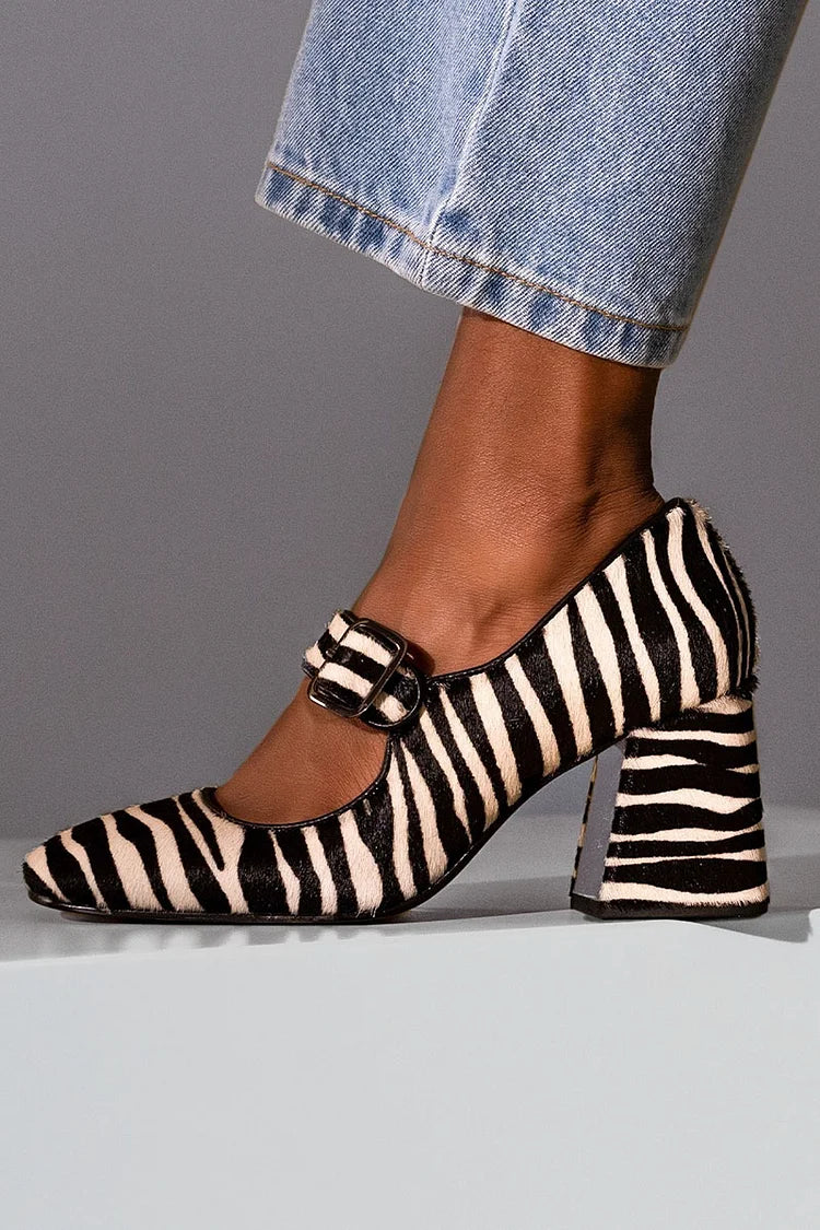 Instep Strap Buckle Chunky Heels