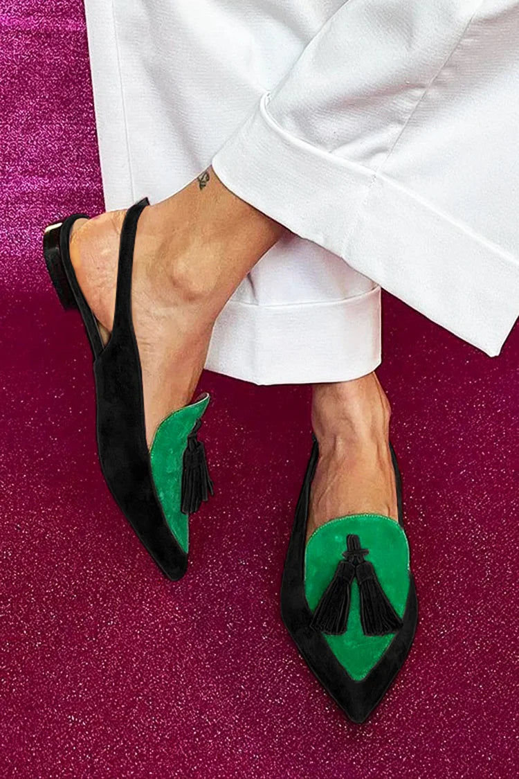 Spitze Slingback-Ballerinas mit Quasten