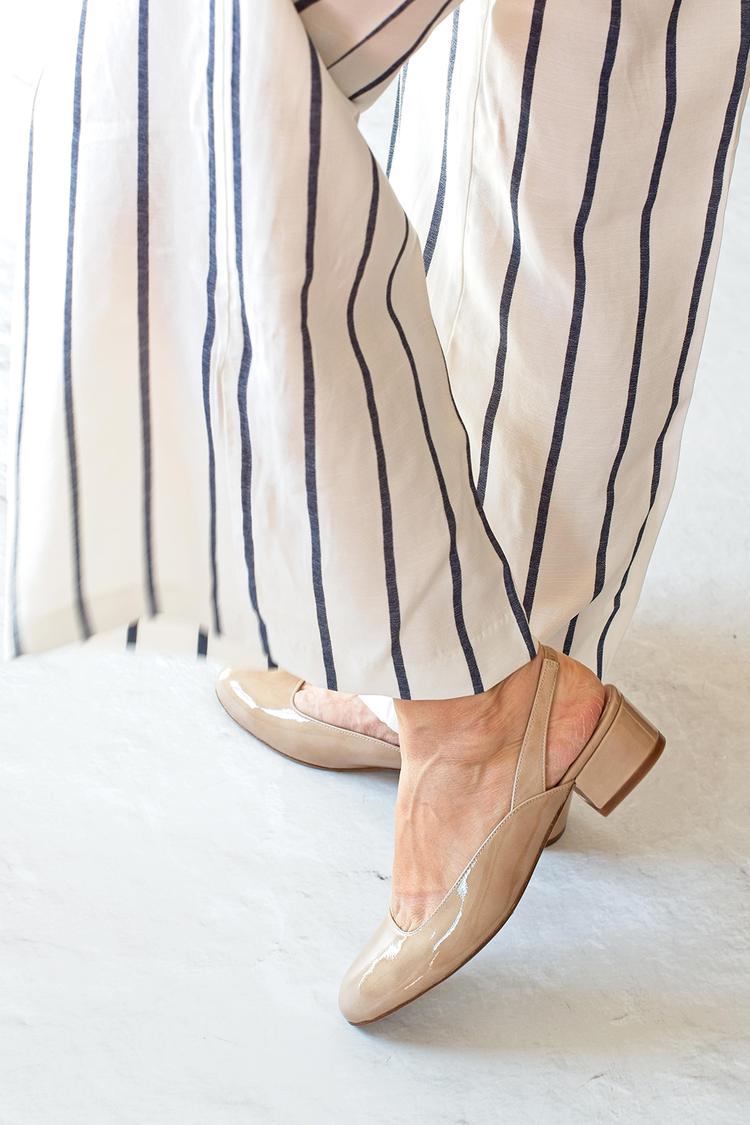 Round Toe Slingback Low Block Heels [Pre Order]