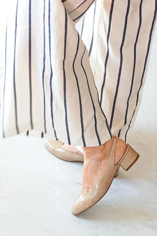 Round Toe Slingback Low Block Heels [Pre Order]