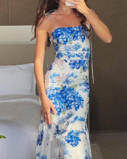 Elegantes Schnür-Midi-Kleid mit Print