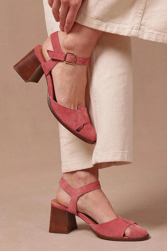 Buckle Ankle Strap Closed Toe Chunky Heels