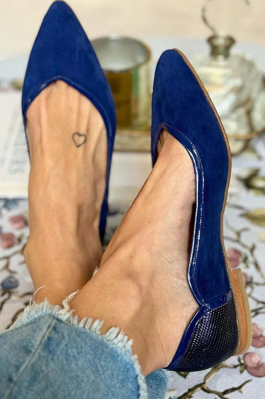Snake Print Patchwork Pointed Toe Elegant Flats