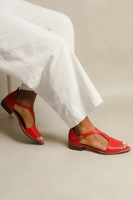 Cutout T-Strap Peep-Toe Low Block Heel Sandals