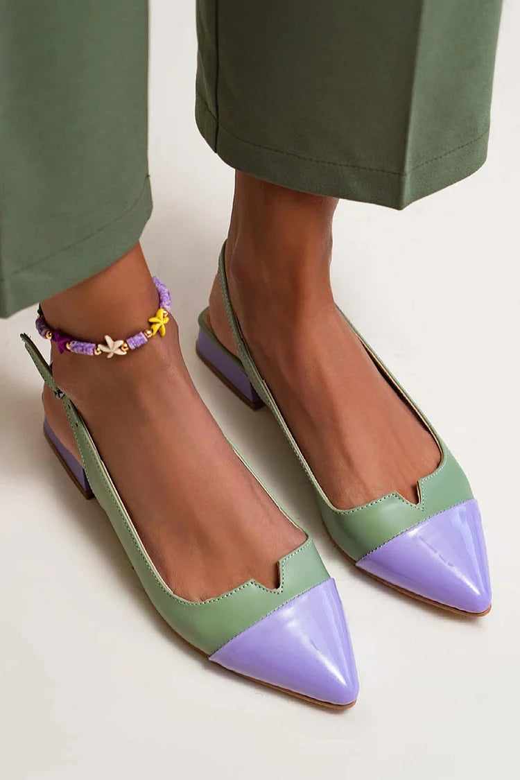 Cut-Out-Schnallen-Slingback-Ballerinas mit spitzer Zehenkappe