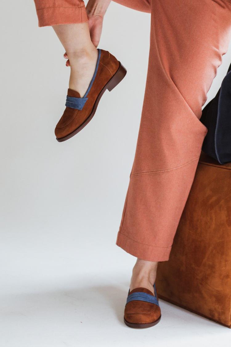 Strap Patchwork Round Toe Loafers [Pre Order]