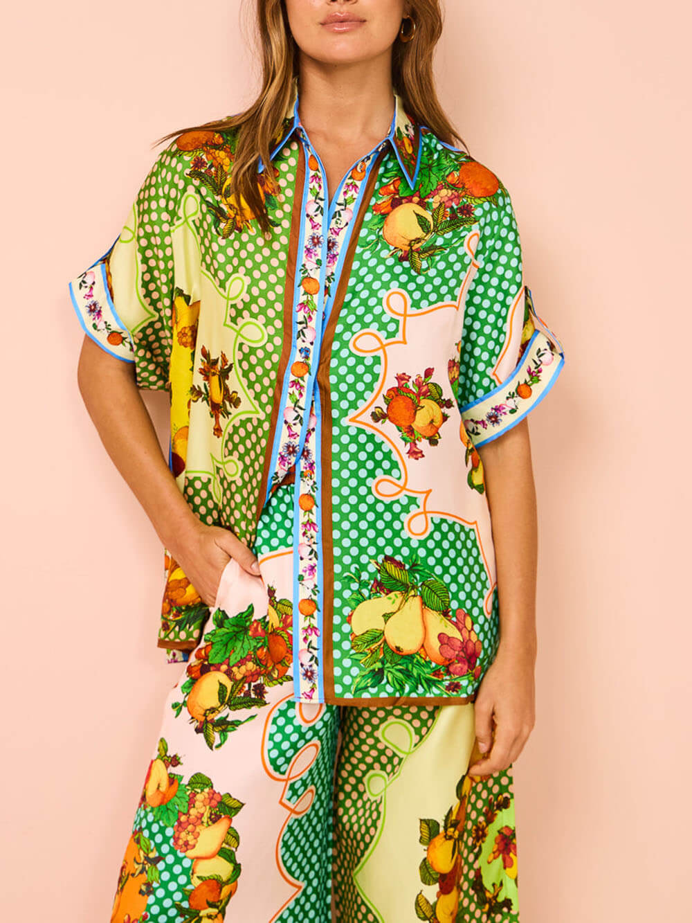 Printed Short Sleeve Button-Down Shirt