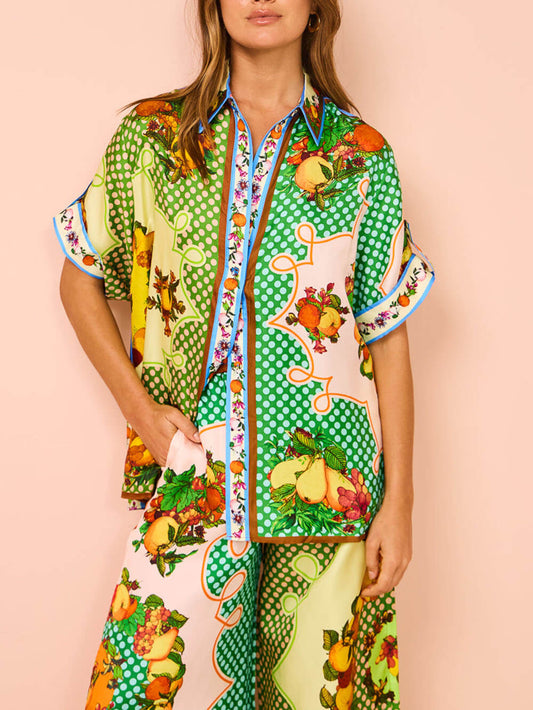 Printed Short Sleeve Button-Down Shirt