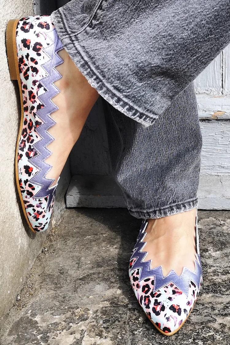 Wavy Patchwork Pointed Toe Flats [Pre Order]
