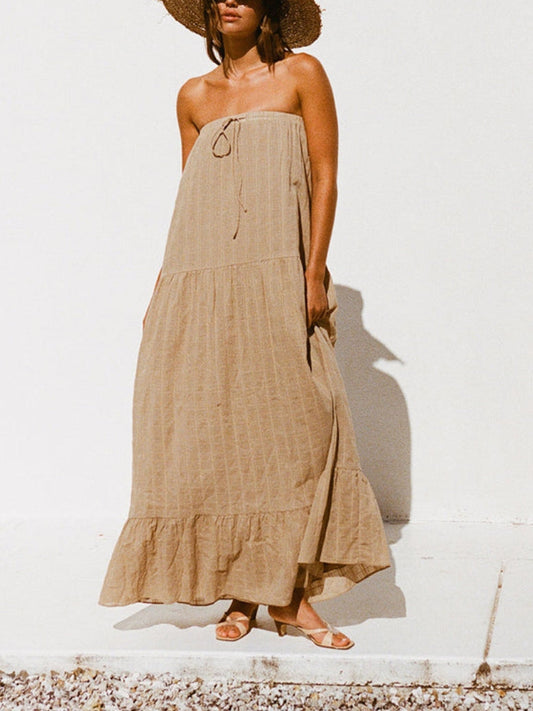 Strapless Draped Holiday Maxi Dress