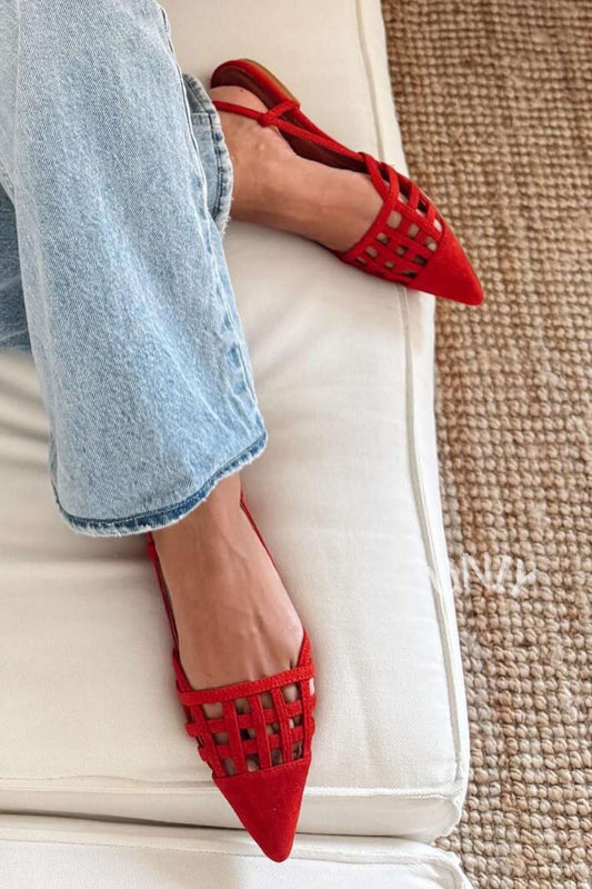 Suede Cut-Out Pointed Toe Flats [Pre Order]