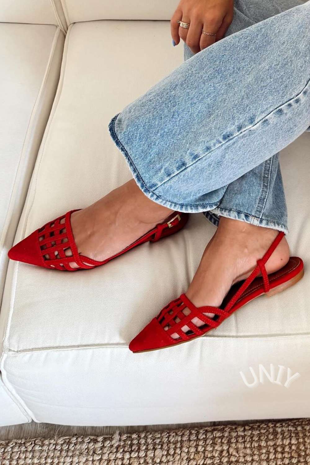 Suede Cut-Out Pointed Toe Slingback Flats [Pre Order]