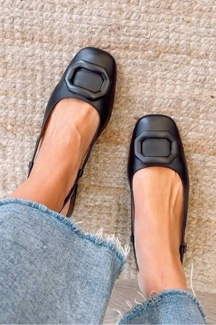 Square Buckle Pointy Flats [Pre Order]
