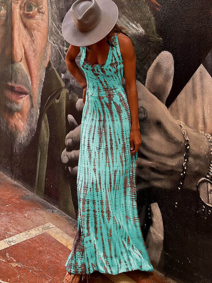 Maxikleid mit Batik-Print, Schnürung am Rücken und Stretch-Anteil