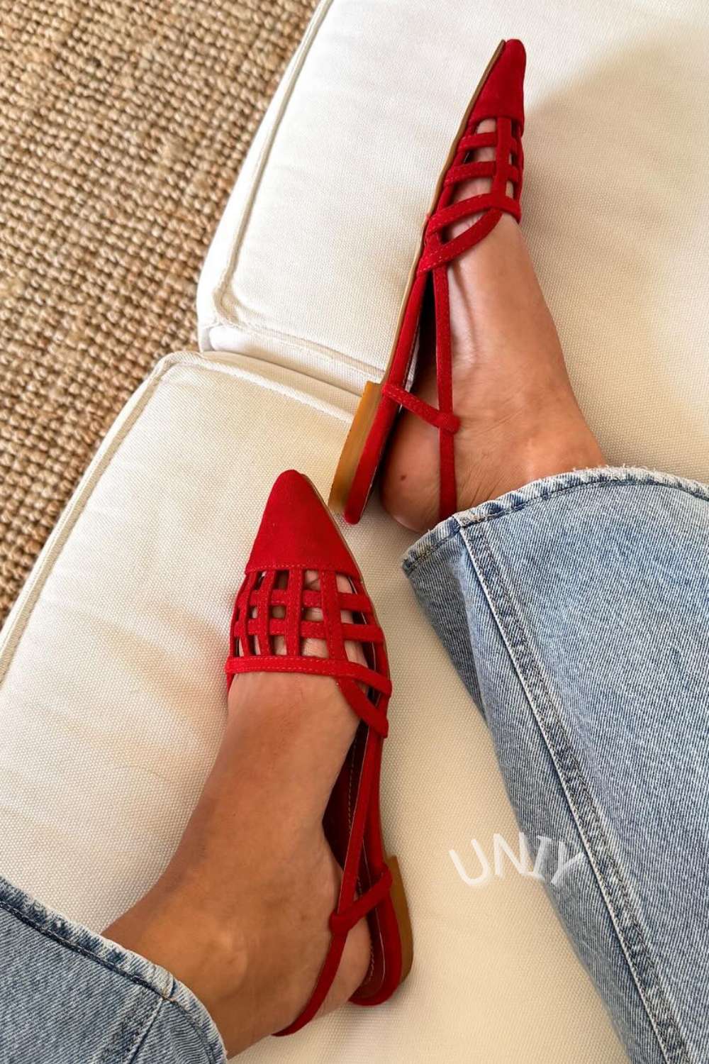 Suede Cut-Out Pointed Toe Slingback Flats [Pre Order]