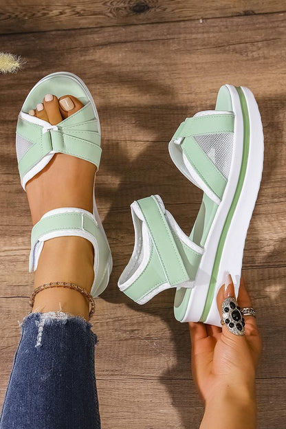 Kontrastbesatz Patchwork Klettverschluss Runde Zehenpartie Plateau-Sandalen