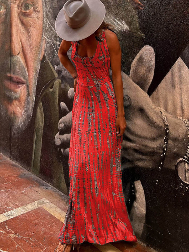 Maxikleid mit Batik-Print, Schnürung am Rücken und Stretch-Anteil