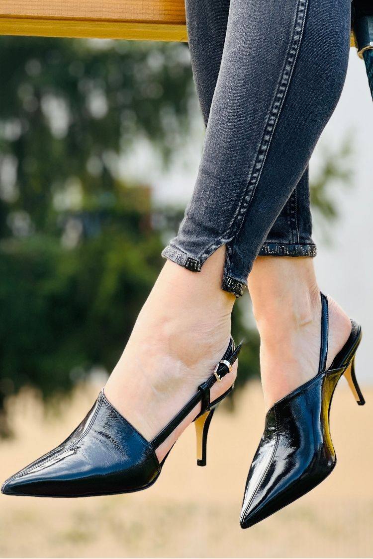 Patent Leather Slingback Pointy Stiletto Heels [Pre Order]