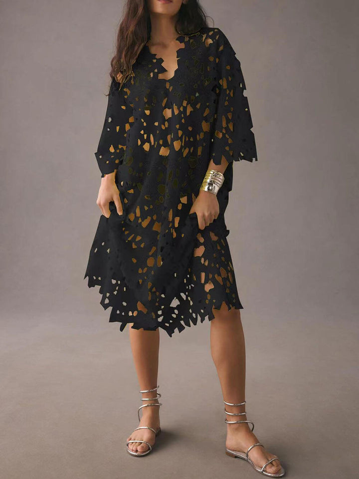 Scalloped Lace Cut-Out Beach Midi Dress Cover Up