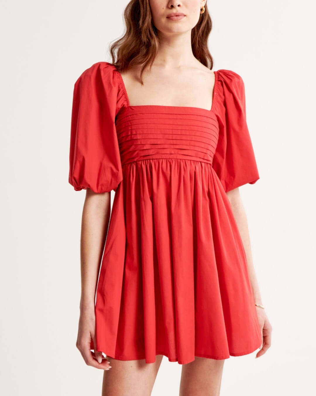 Mini-Kleid mit Puffärmeln und Blumenmuster und hoher Taille
