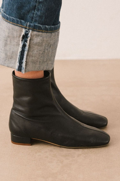 Classic Leather Square Toe Ankle Boots