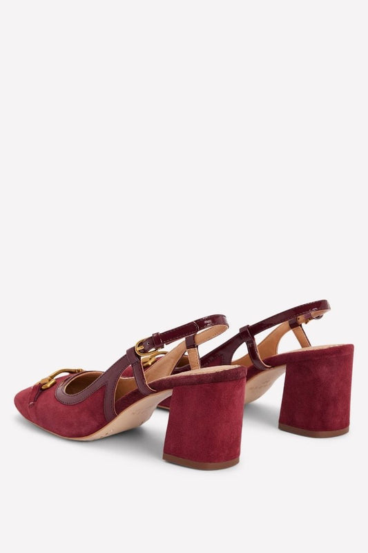 Burgundy Suede Slingback Block Heels [Pre Order]