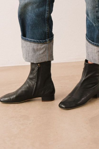 Classic Leather Square Toe Ankle Boots