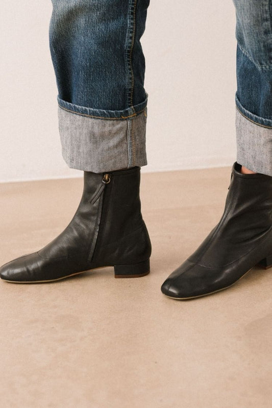 Classic Leather Square Toe Ankle Boots