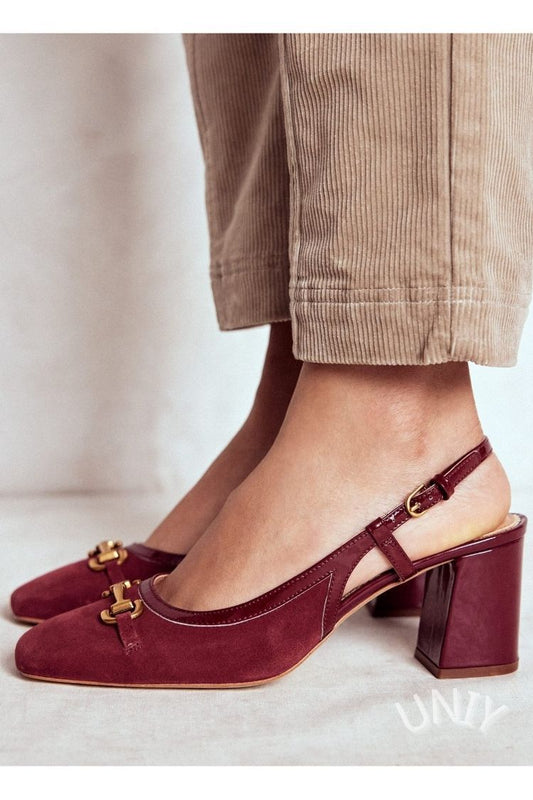 Burgundy Suede Slingback Block Heels [Pre Order]