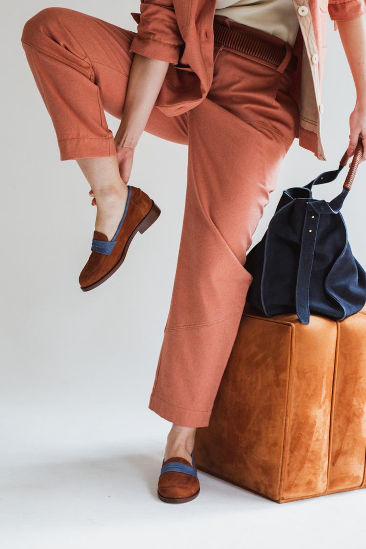 Strap Patchwork Round Toe Loafers [Pre Order]