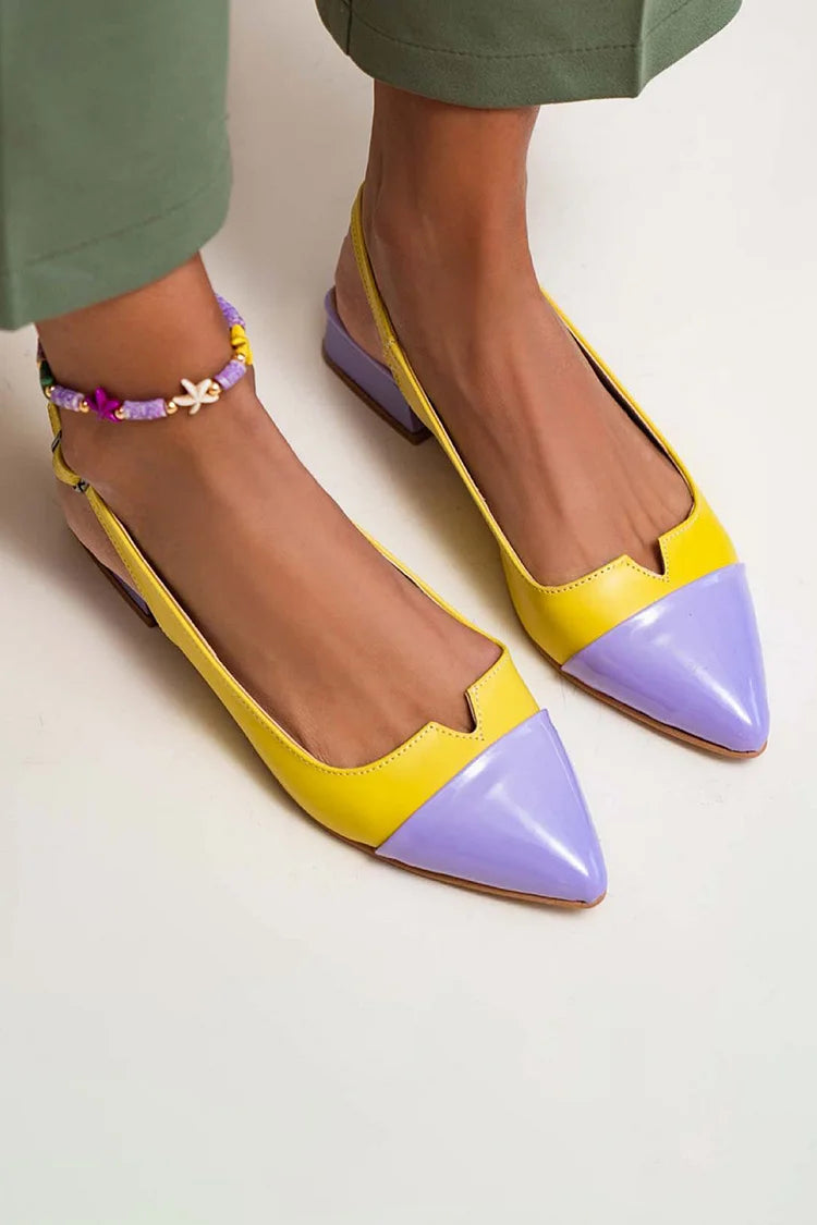 Cut-Out-Schnallen-Slingback-Ballerinas mit spitzer Zehenkappe