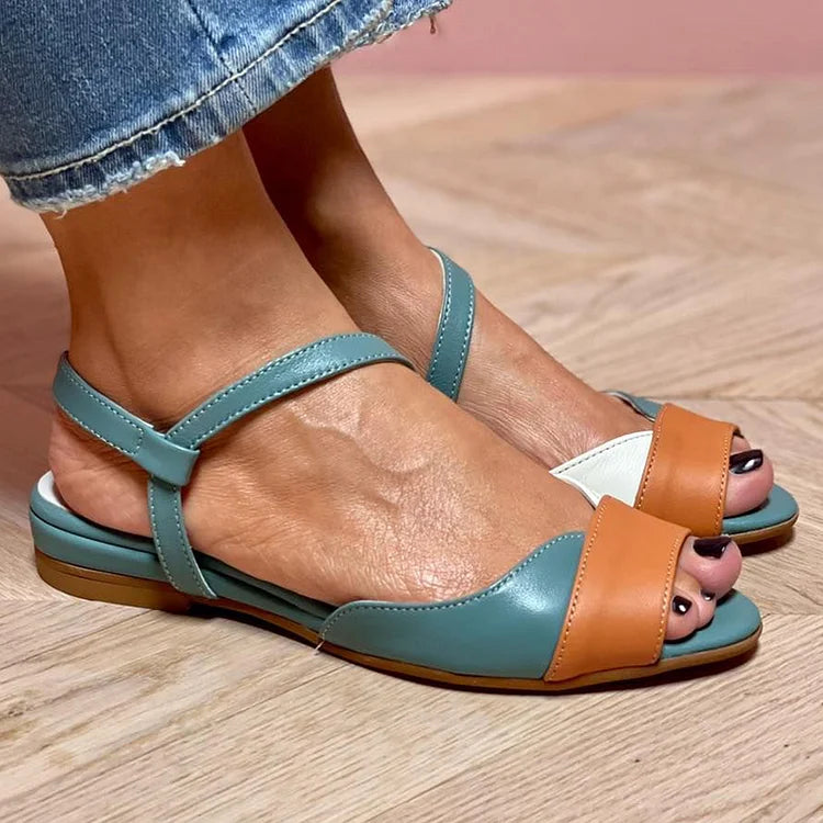 Color Block Slingback Peep Toe Sandals