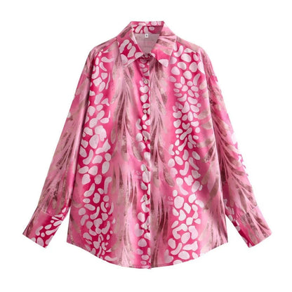 Lapel single-breasted silk satin two-piece set