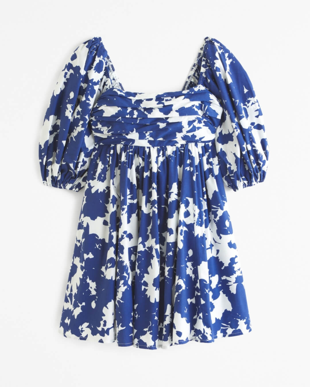 Mini-Kleid mit Puffärmeln und Blumenmuster und hoher Taille